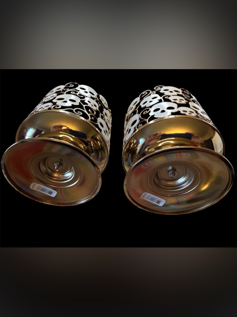 Bath and Body Works Skull Motif Metal Candle Holders Set - Picture 3 of 4